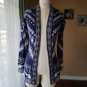 Pink Republic Navy and White Patterned Cardigan Size XS